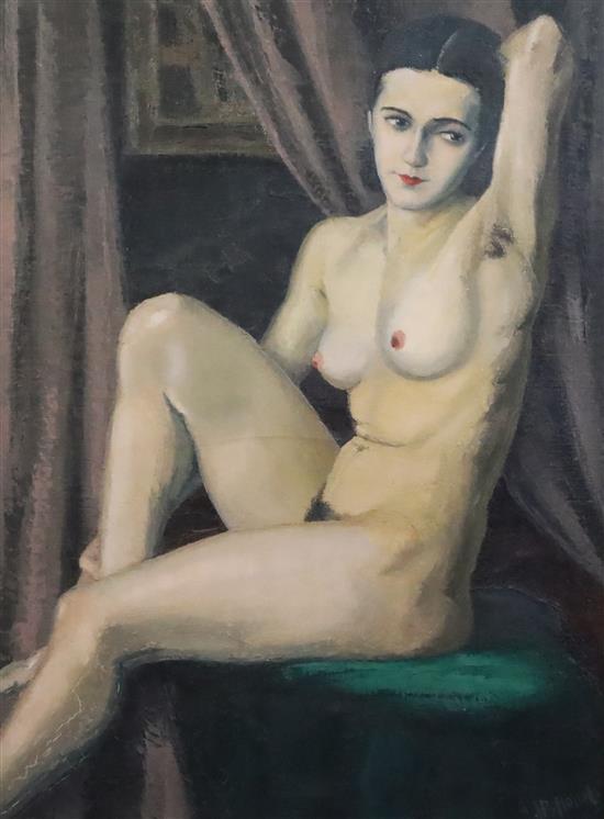 Jean-Baptiste Houel (20th C. French) Seated female nude 72 x 53cm